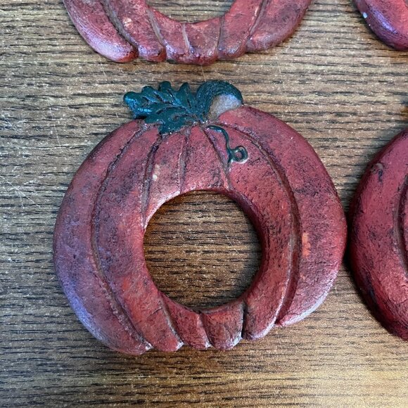 Napkin Rings Pumpkin Set of 4 Thanksgiving Fall Halloween Harvest Decor Orange - Picture 5 of 8